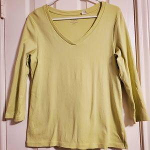 Chicos green tshirt w 3/4 sleeves